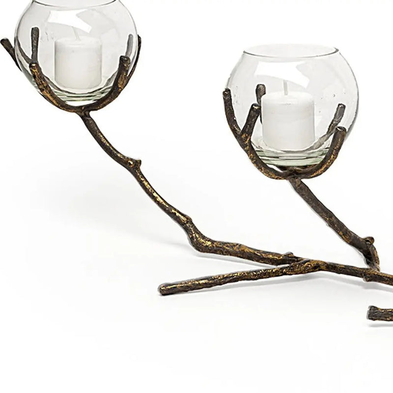 9" Brown Metal Tabletop Candelabra Candle Holder Homeroots Home Decor