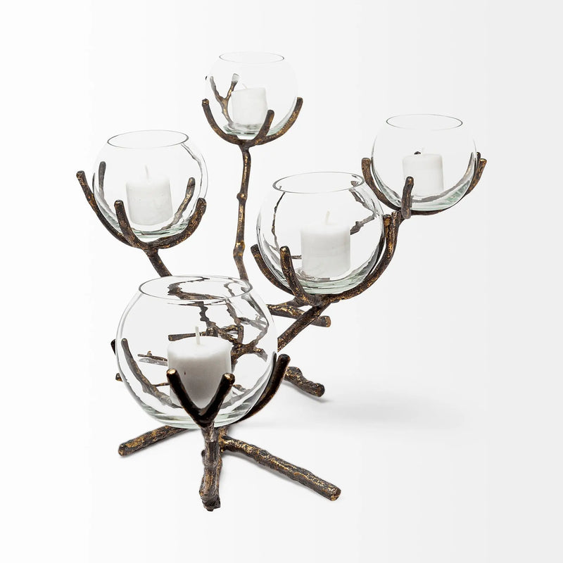 9" Brown Metal Tabletop Candelabra Candle Holder Homeroots Home Decor