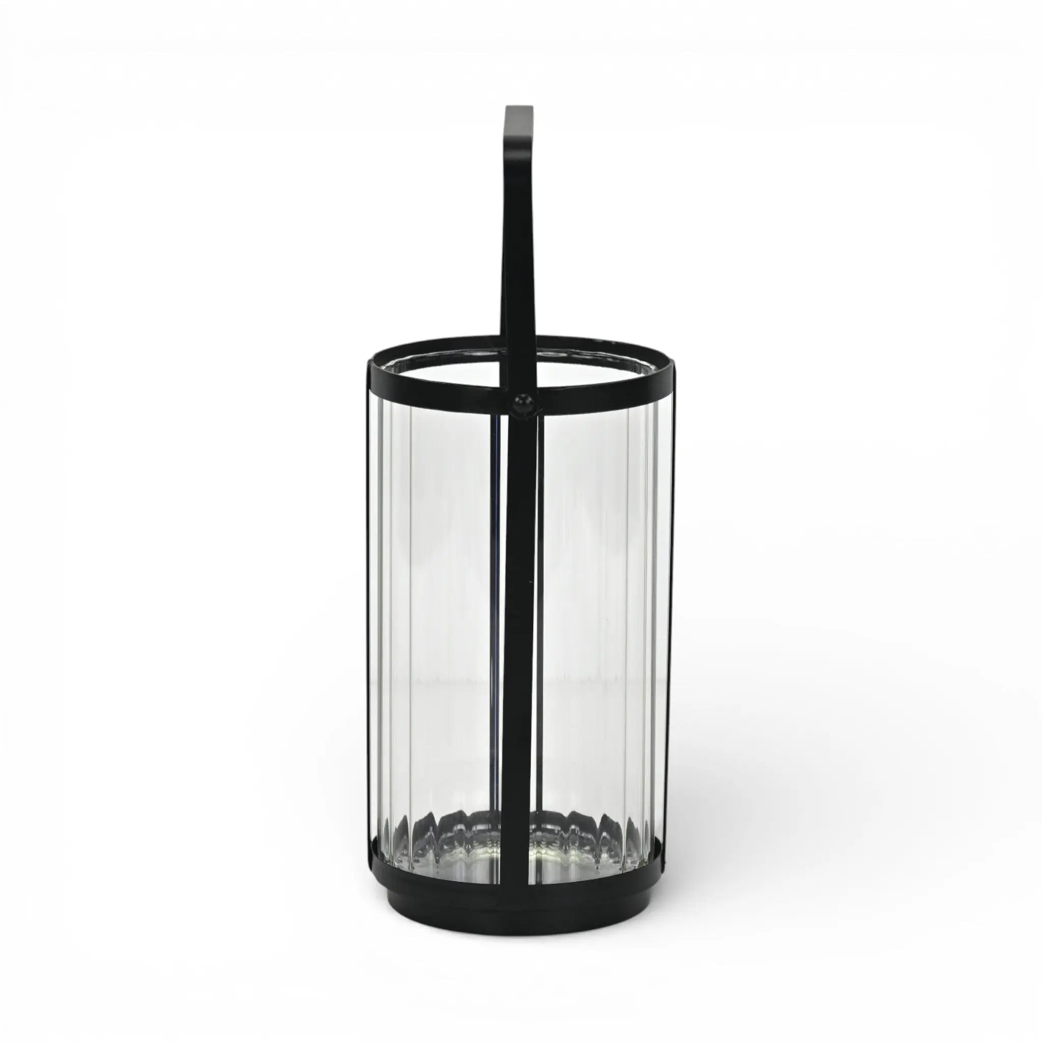 9" Clear And Black Glass And Metal Tabletop Lantern Candle Holder Homeroots Home Decor
