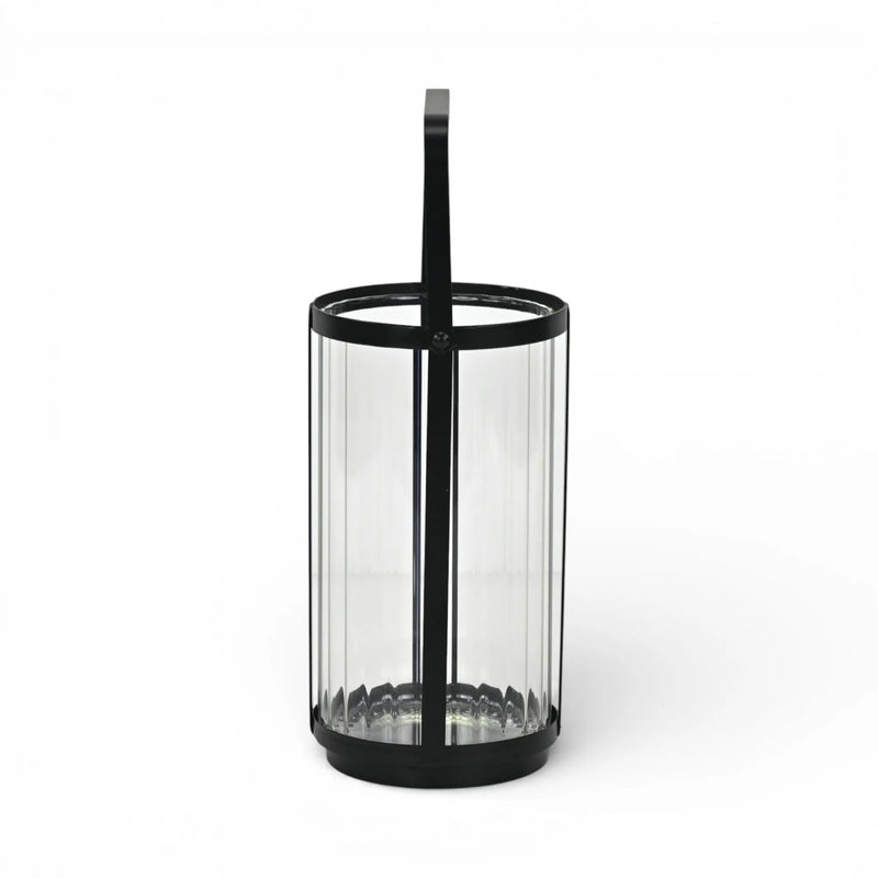9" Clear And Black Glass And Metal Tabletop Lantern Candle Holder Homeroots Home Decor