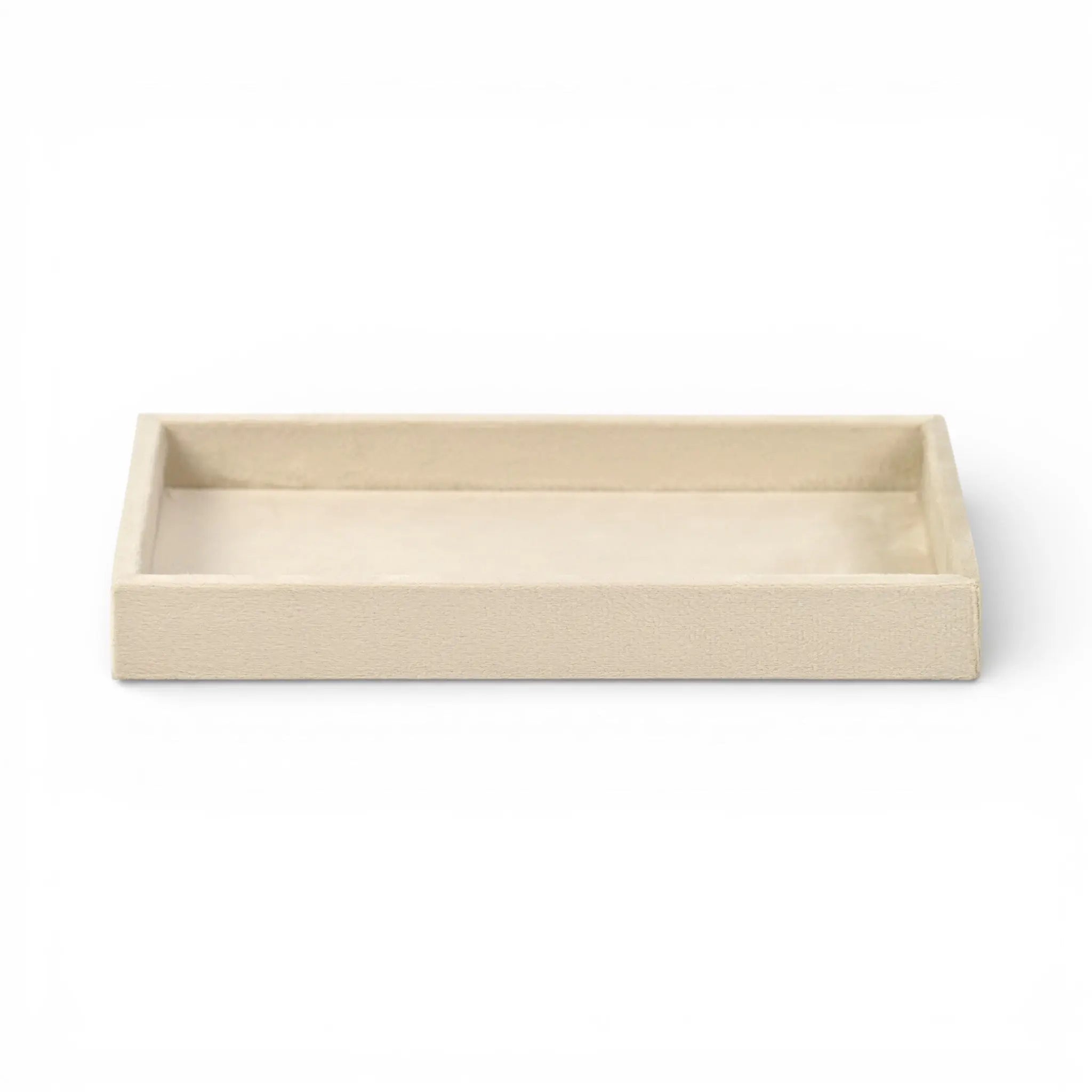 9" Cream Wood And Velvet Handmade Trinket Tray Homeroots Kitchen & Dining