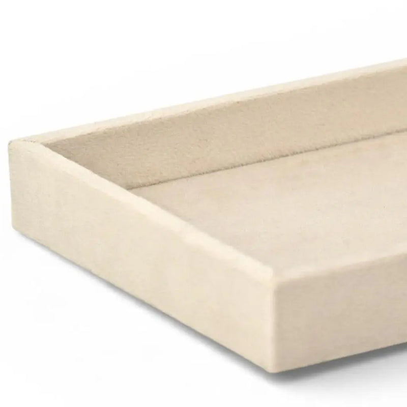 9" Cream Wood And Velvet Handmade Trinket Tray Homeroots Kitchen & Dining