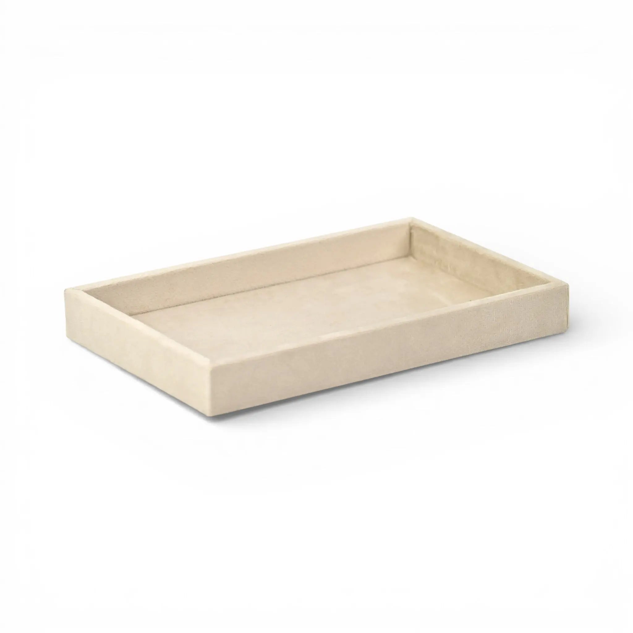 9" Cream Wood And Velvet Handmade Trinket Tray Homeroots Kitchen & Dining