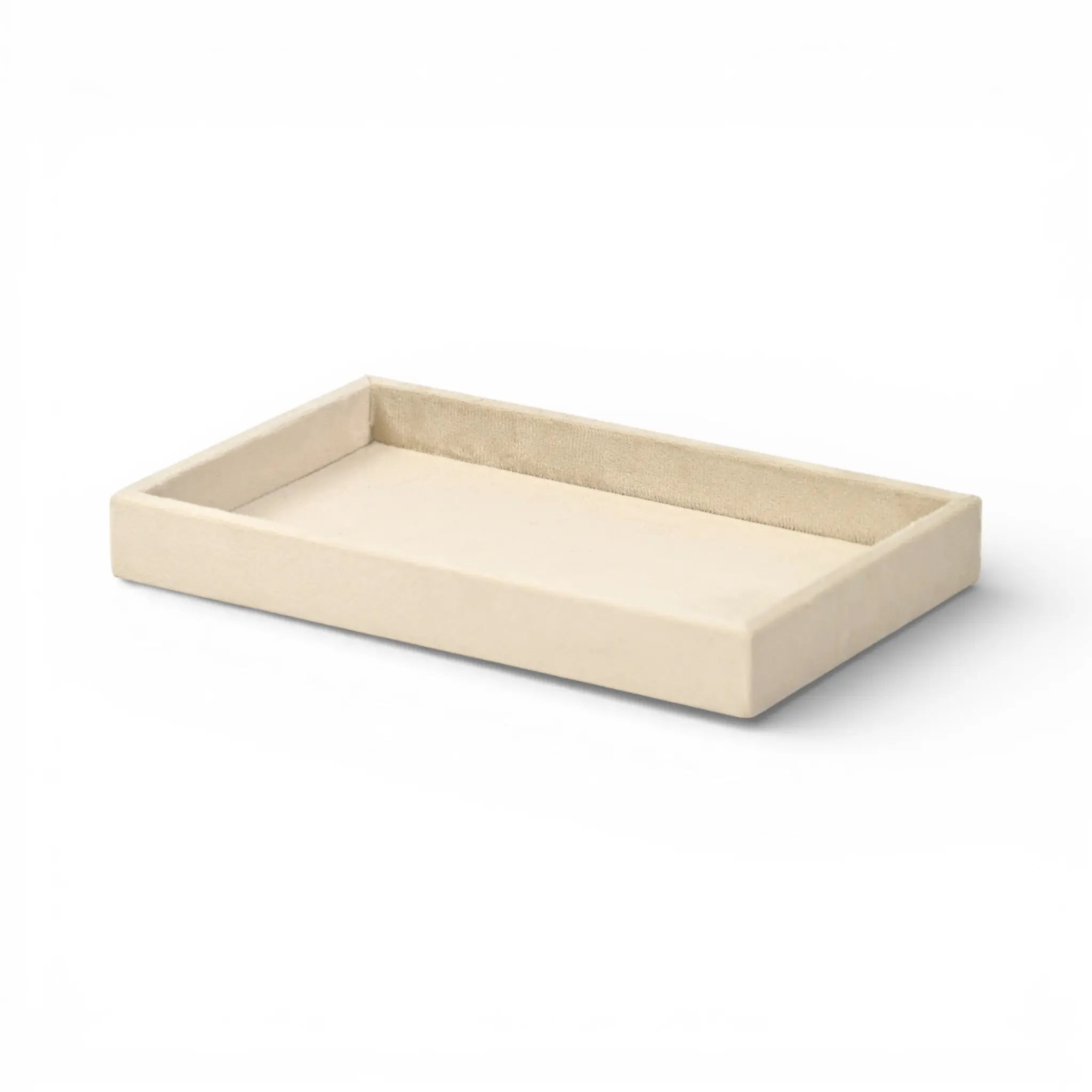 9" Cream Wood And Velvet Handmade Trinket Tray Homeroots Kitchen & Dining