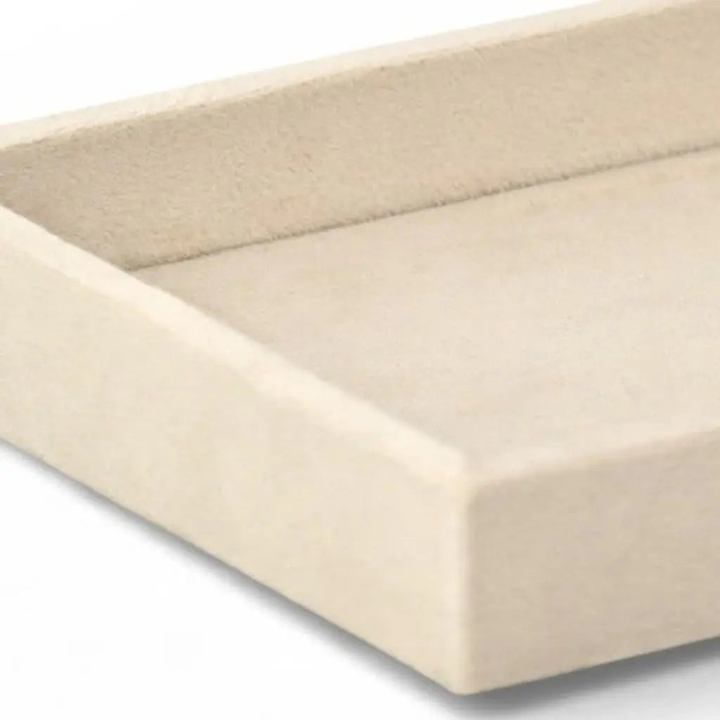 9" Cream Wood And Velvet Handmade Trinket Tray Homeroots Kitchen & Dining