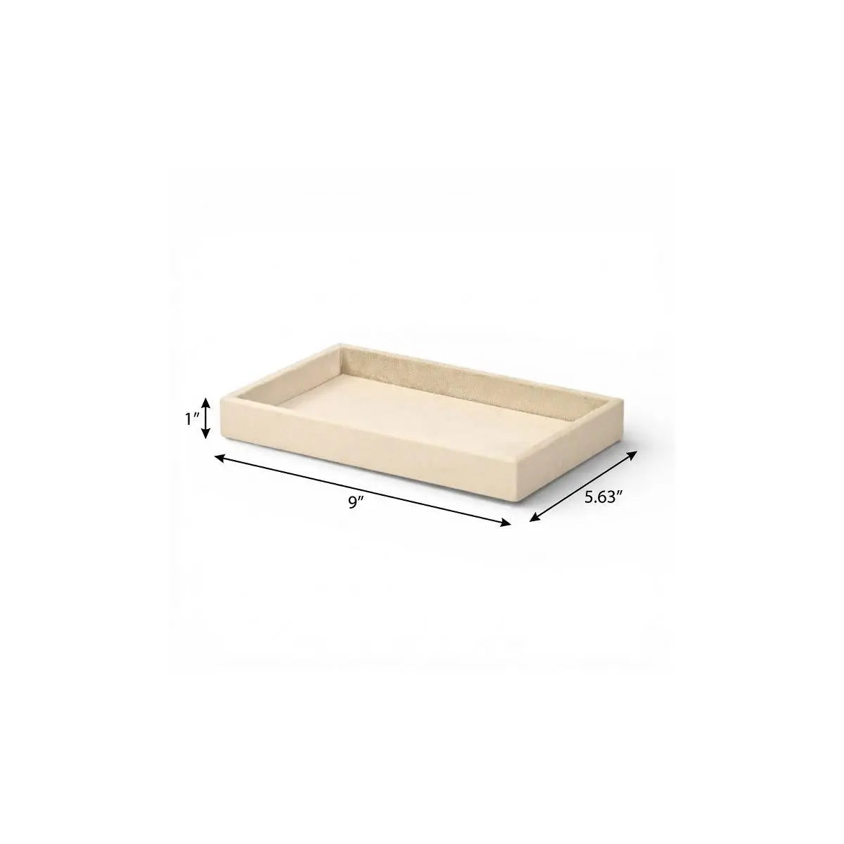 9" Cream Wood And Velvet Handmade Trinket Tray Homeroots Kitchen & Dining