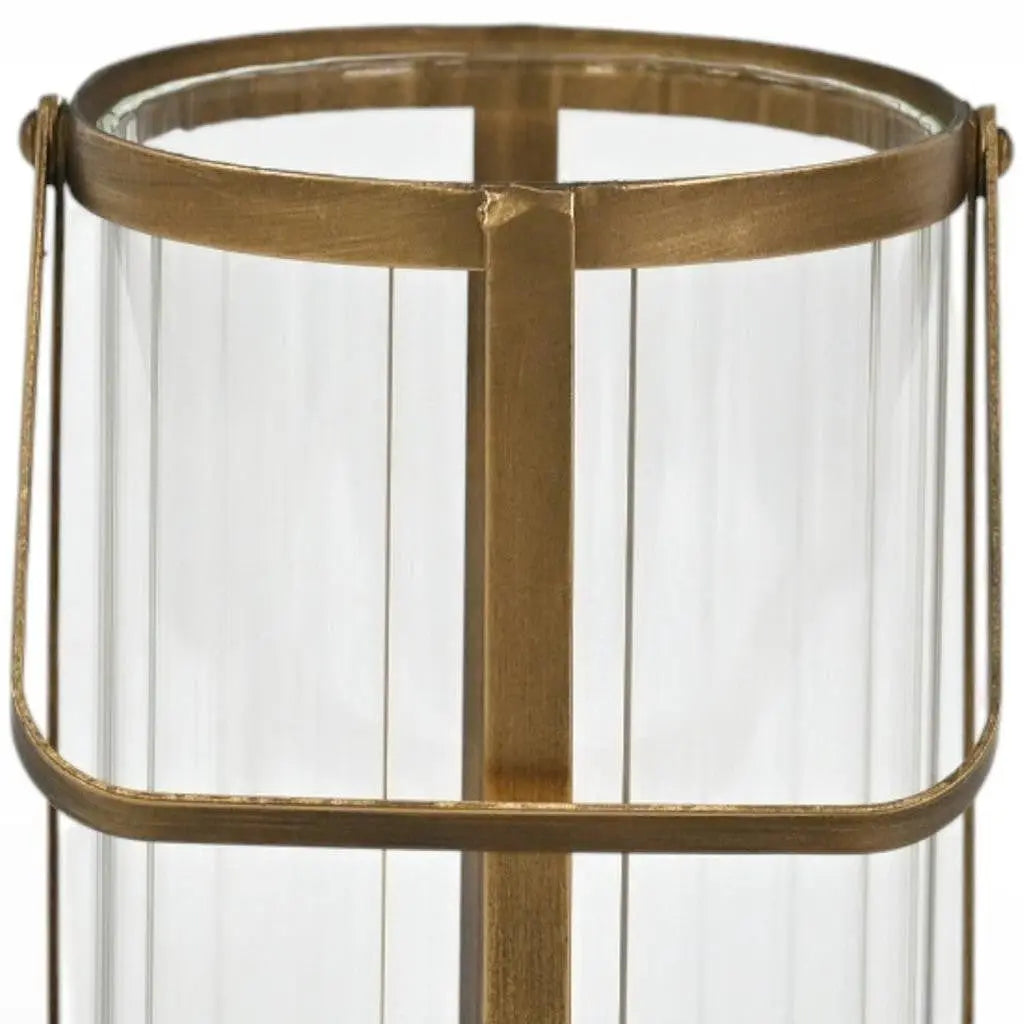 9" Gold Glass Tabletop Lantern Candle Holder Homeroots Home Decor