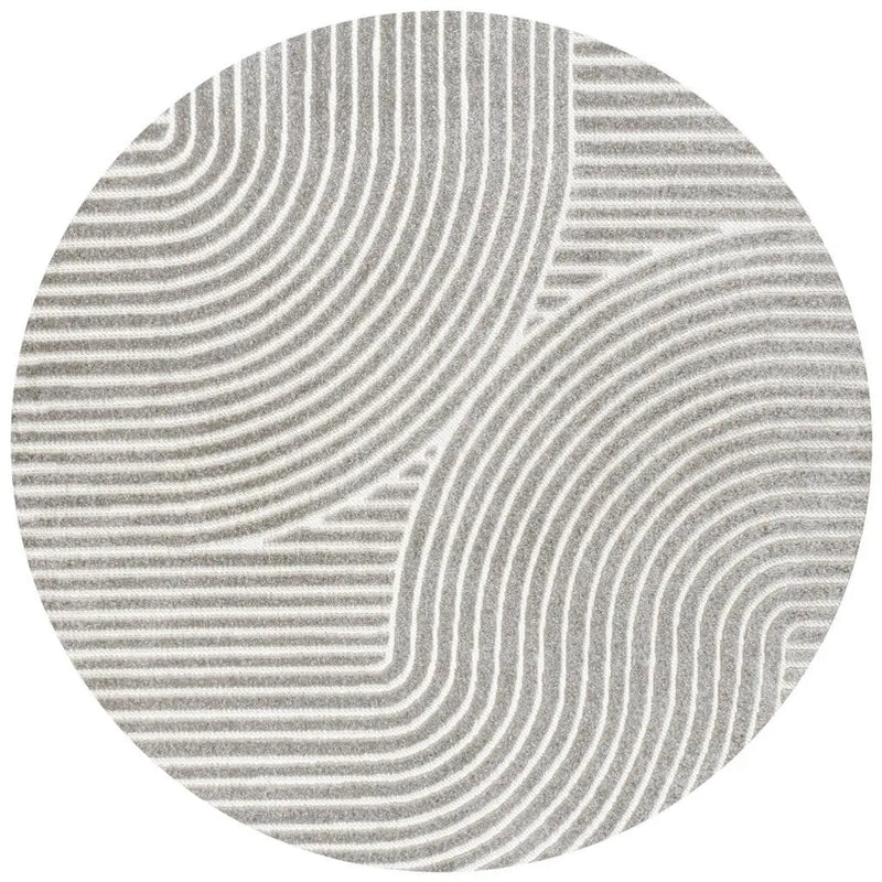 9' Gray And Ivory Round Striped Indoor Outdoor Area Rug Homeroots Outdoor
