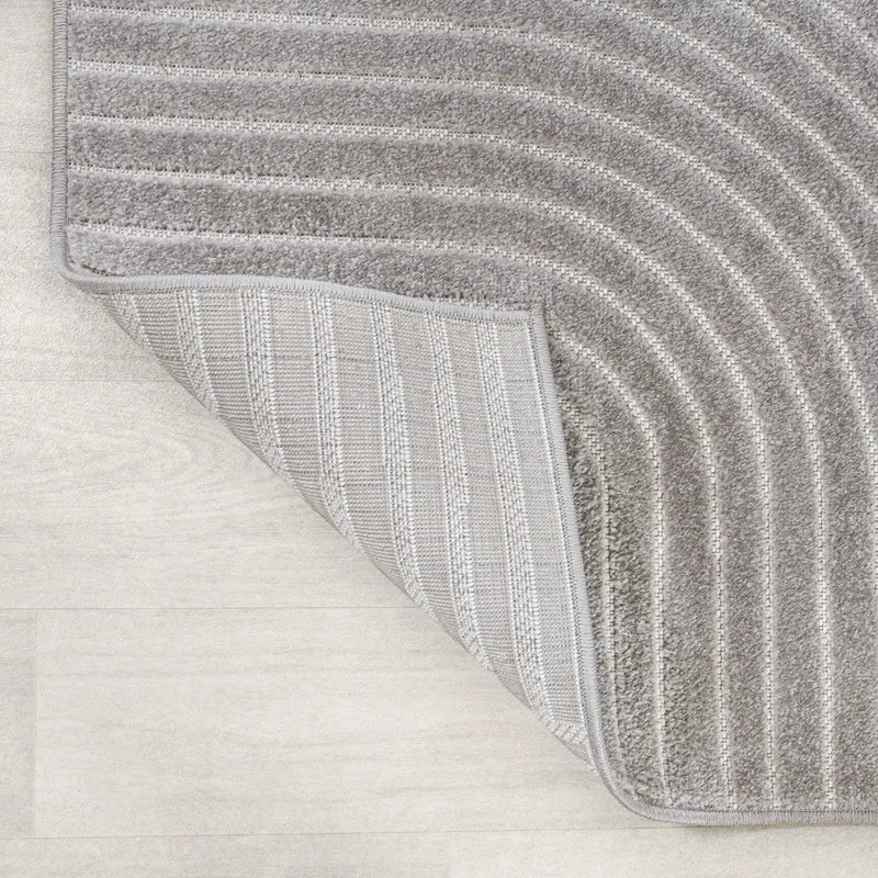 9' Gray And Ivory Square Striped Indoor Outdoor Area Rug Homeroots Outdoor