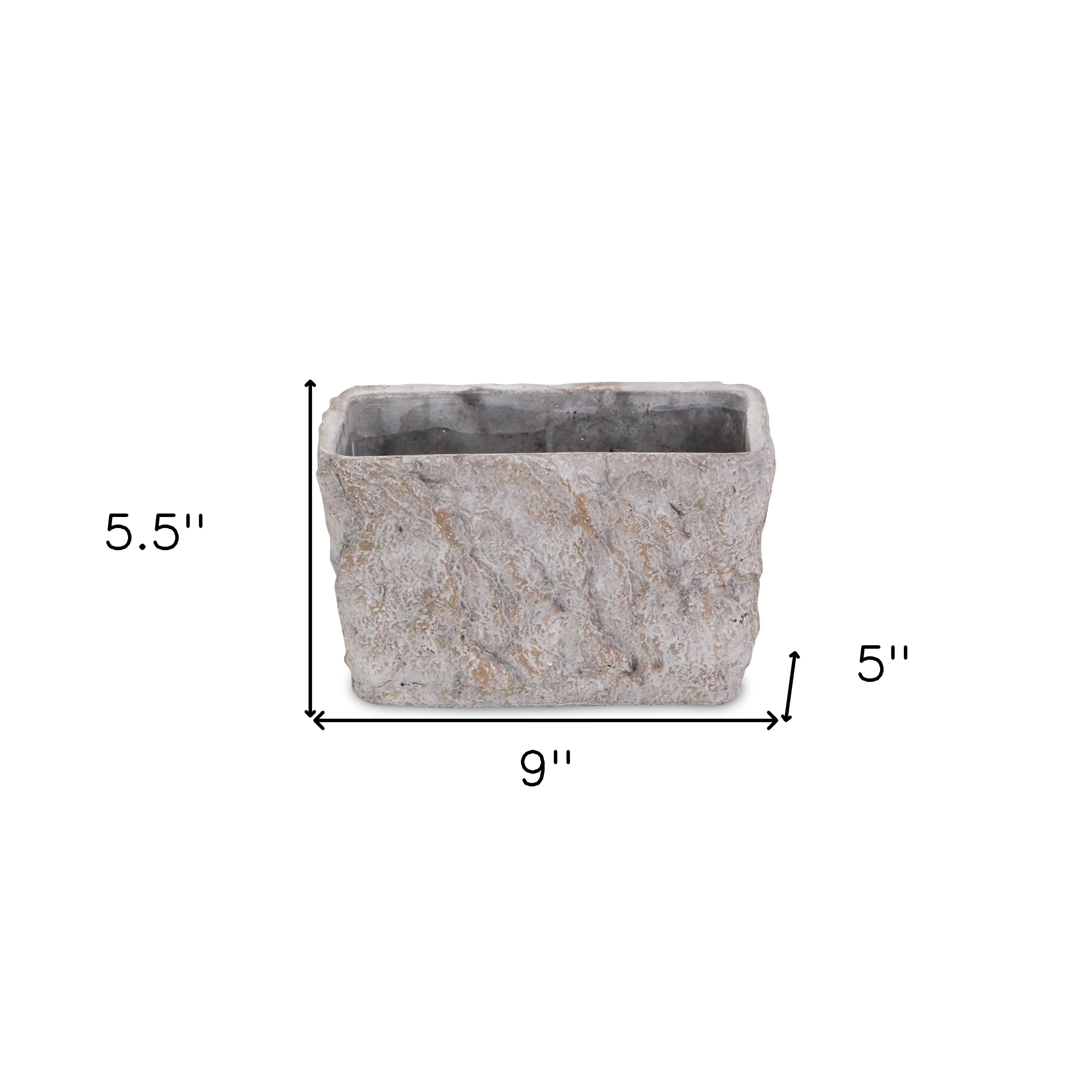 9" Gray Speckle Glaze Cement Indoor Outdoor Rectangular Pot Planter Homeroots Outdoor