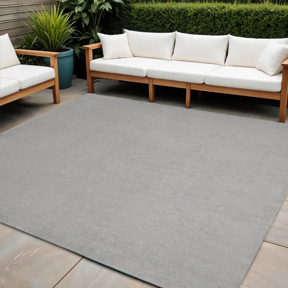 9' Gray Square Indoor Outdoor Area Rug - GreatEagleInc