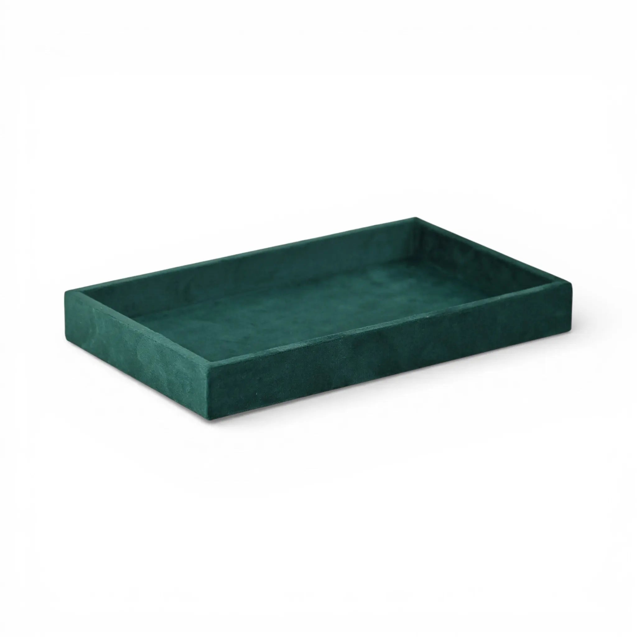 9" Green Wood And Velvet Handmade Trinket Tray Homeroots Kitchen & Dining