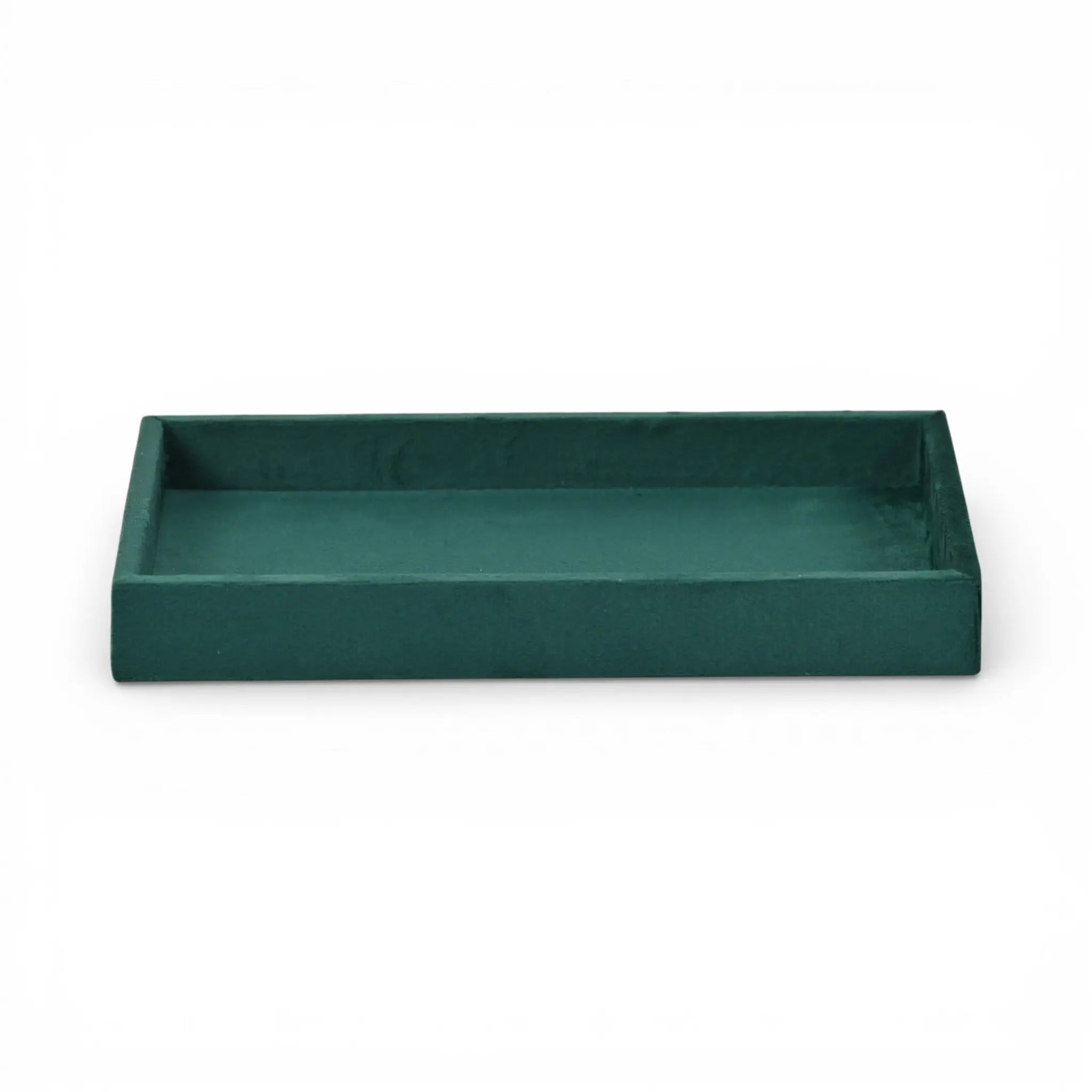 9" Green Wood And Velvet Handmade Trinket Tray Homeroots Kitchen & Dining
