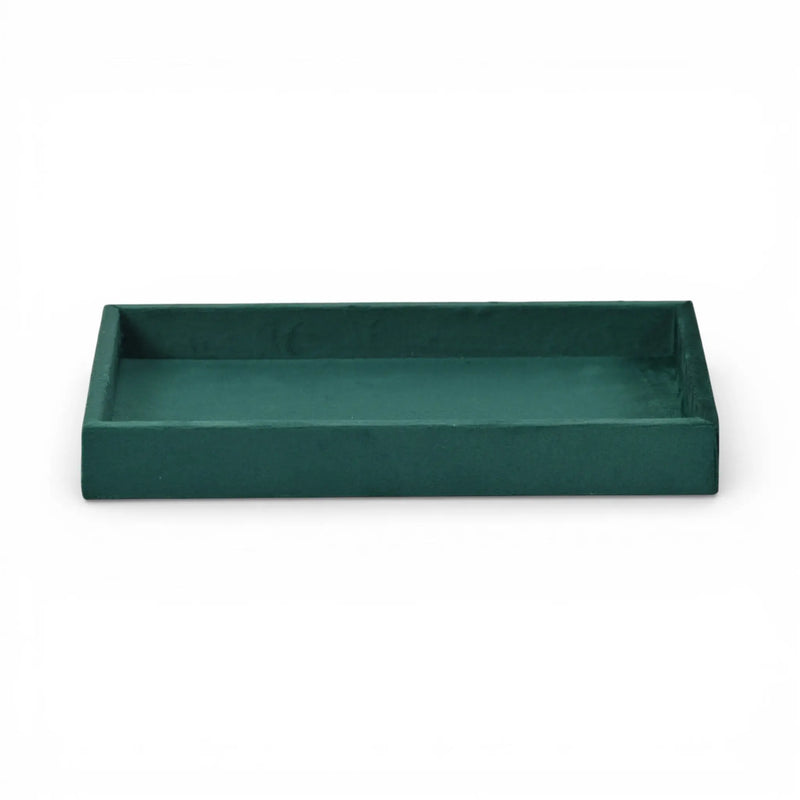 9" Green Wood And Velvet Handmade Trinket Tray Homeroots Kitchen & Dining