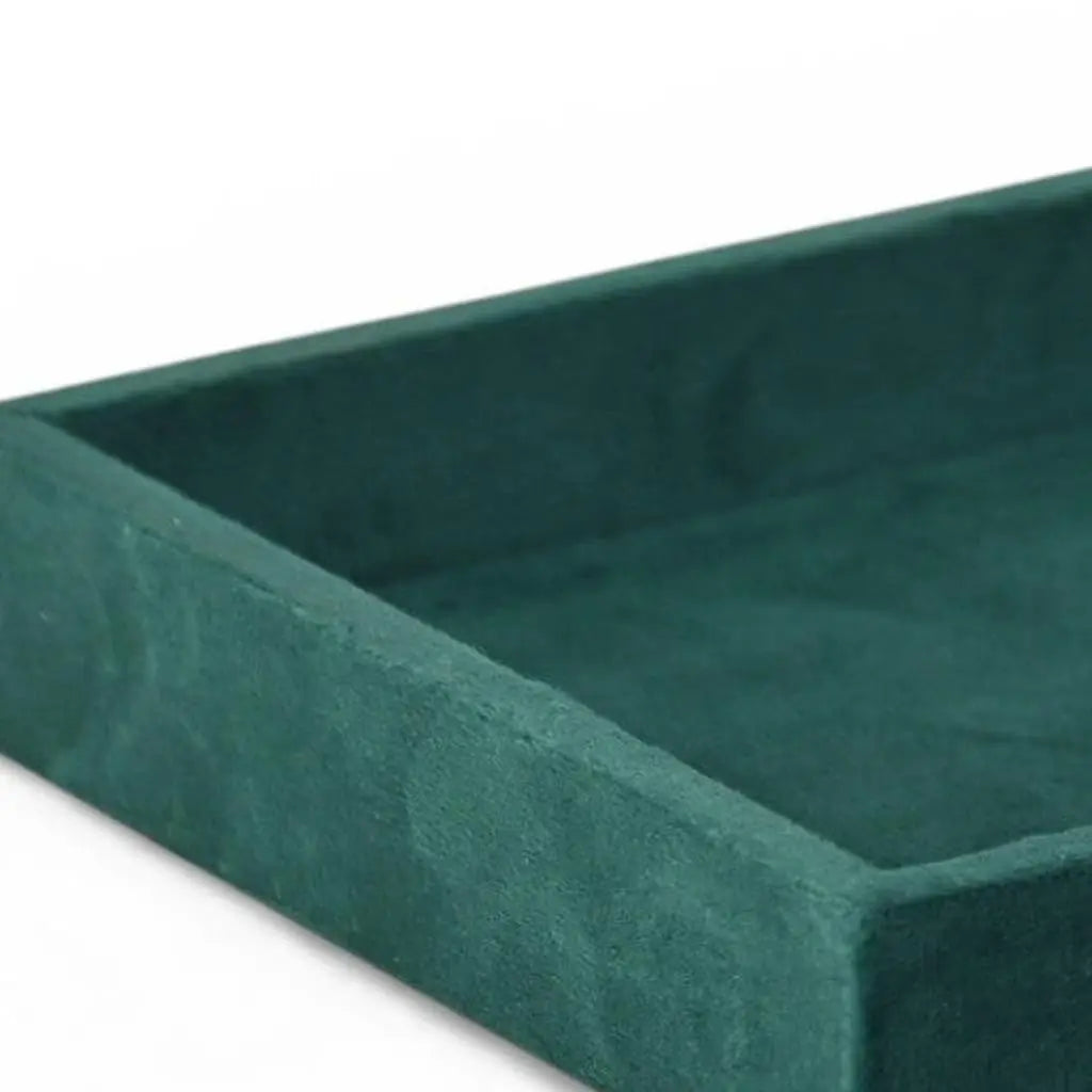 9" Green Wood And Velvet Handmade Trinket Tray Homeroots Kitchen & Dining