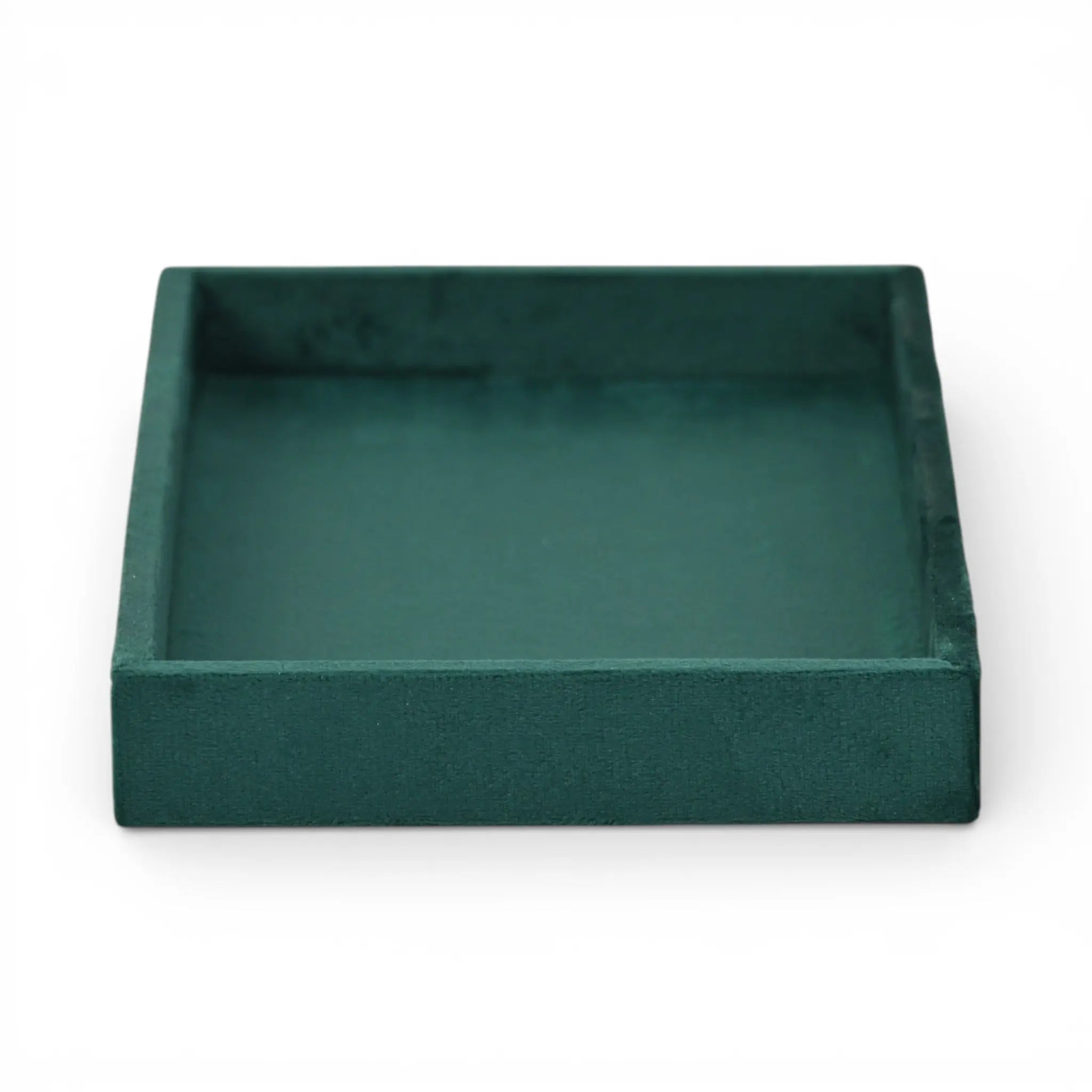 9" Green Wood And Velvet Handmade Trinket Tray Homeroots Kitchen & Dining