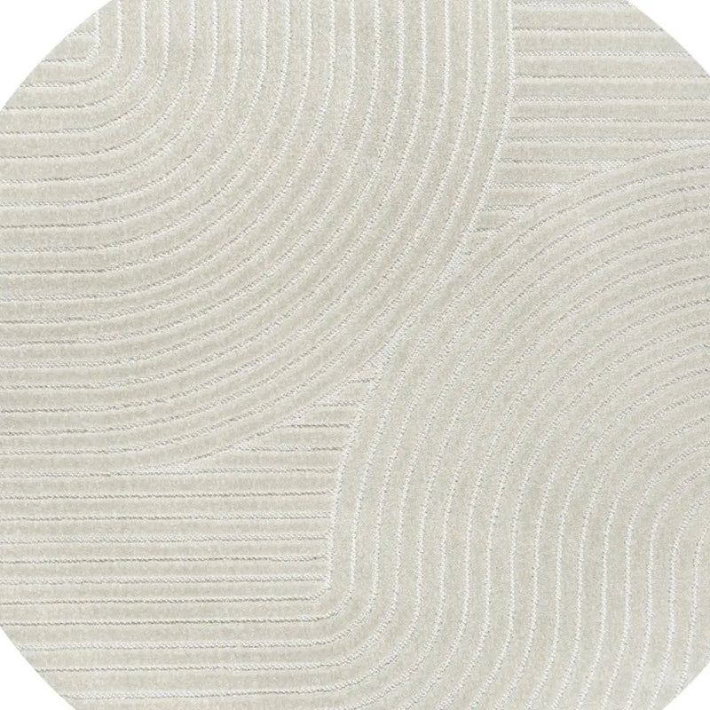 9' Ivory And Cream Round Striped Indoor Outdoor Area Rug Homeroots Outdoor