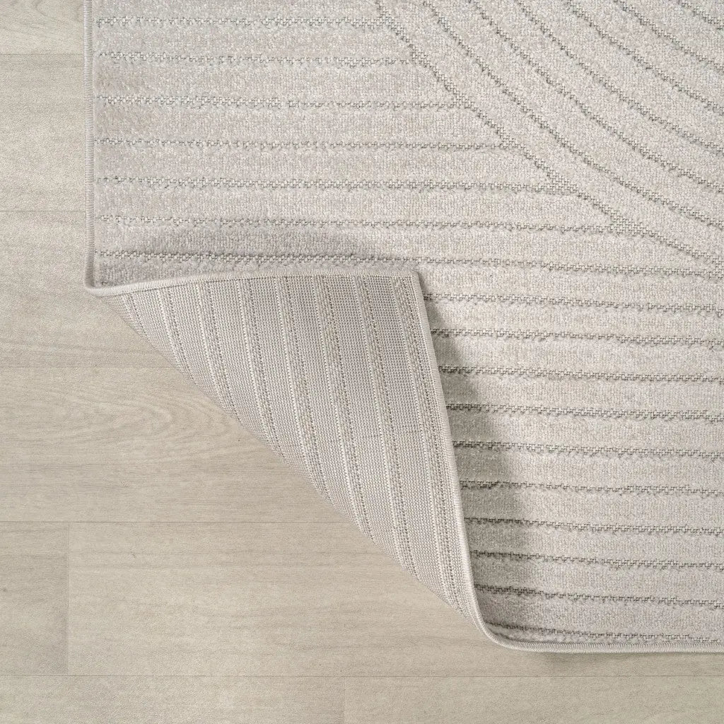 9' Ivory And Cream Round Striped Indoor Outdoor Area Rug Homeroots Outdoor