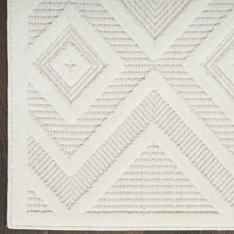 9' Ivory And White Square Geometric Indoor Outdoor Area Rug Homeroots Outdoor