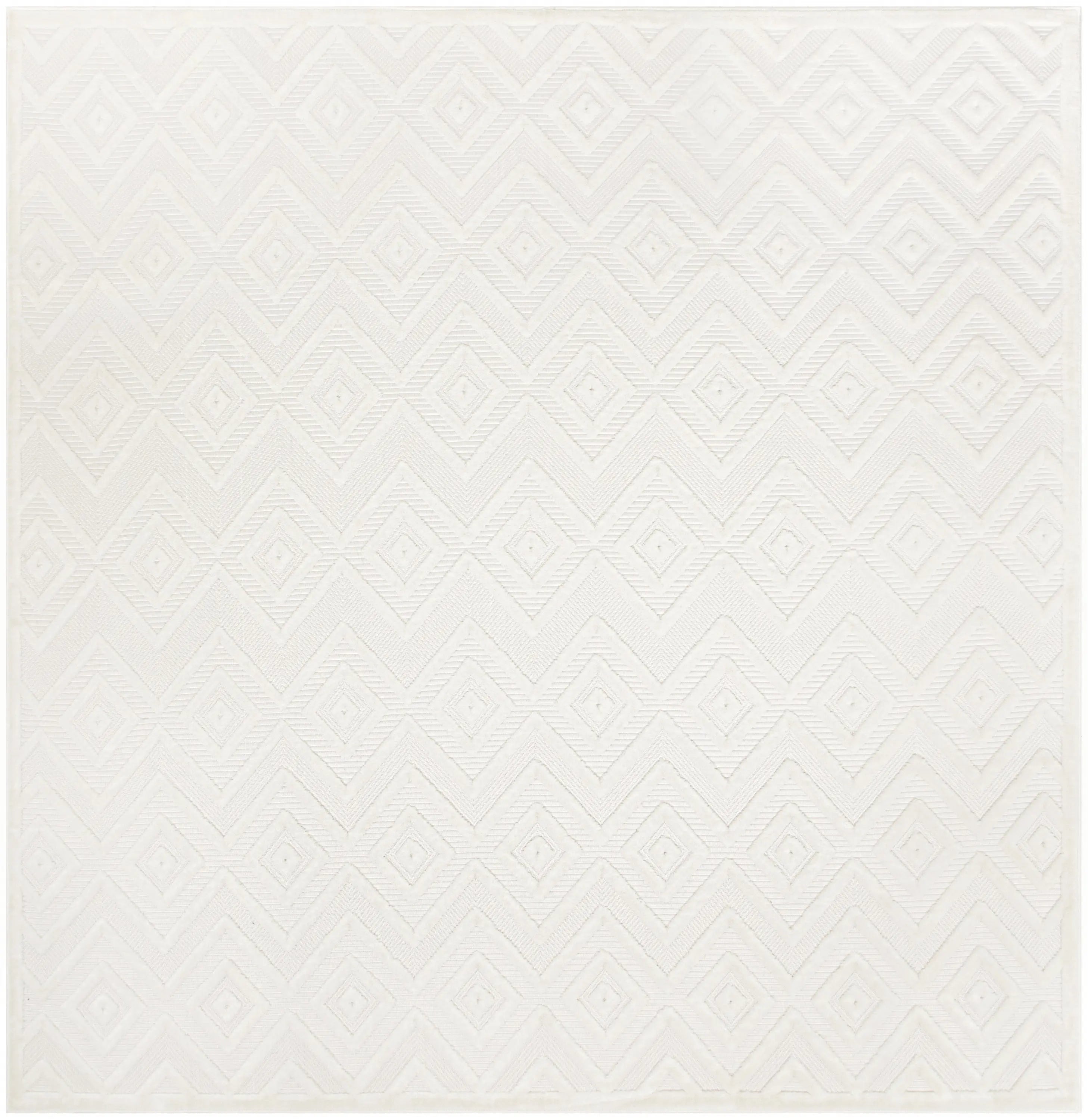 9' Ivory And White Square Geometric Indoor Outdoor Area Rug Homeroots Outdoor