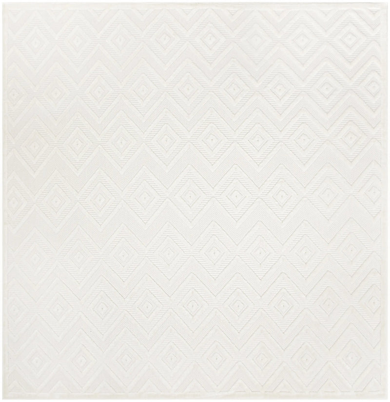 9' Ivory And White Square Geometric Indoor Outdoor Area Rug Homeroots Outdoor