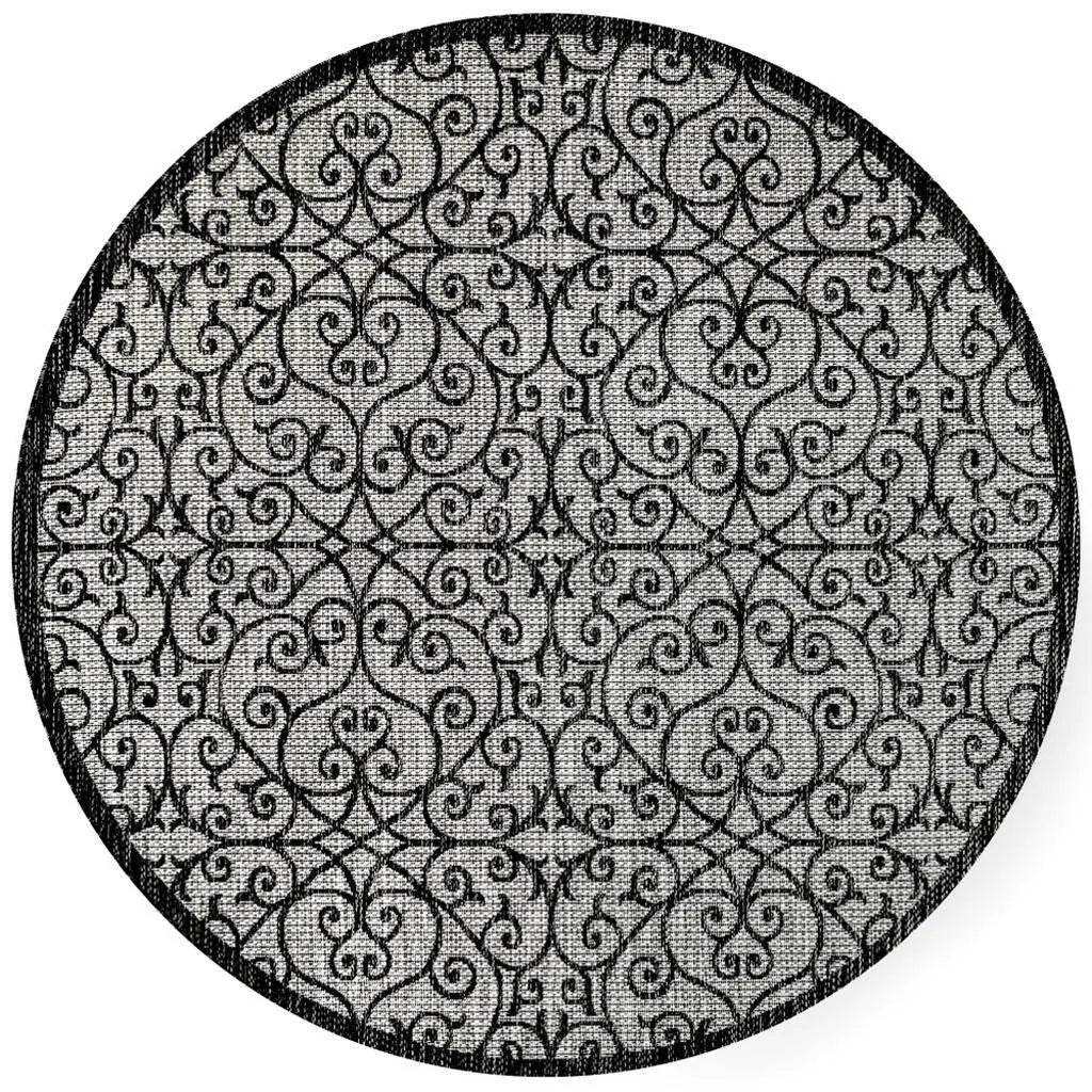 9' Light Gray And Black Round Geometric Indoor Outdoor Area Rug Homeroots Outdoor