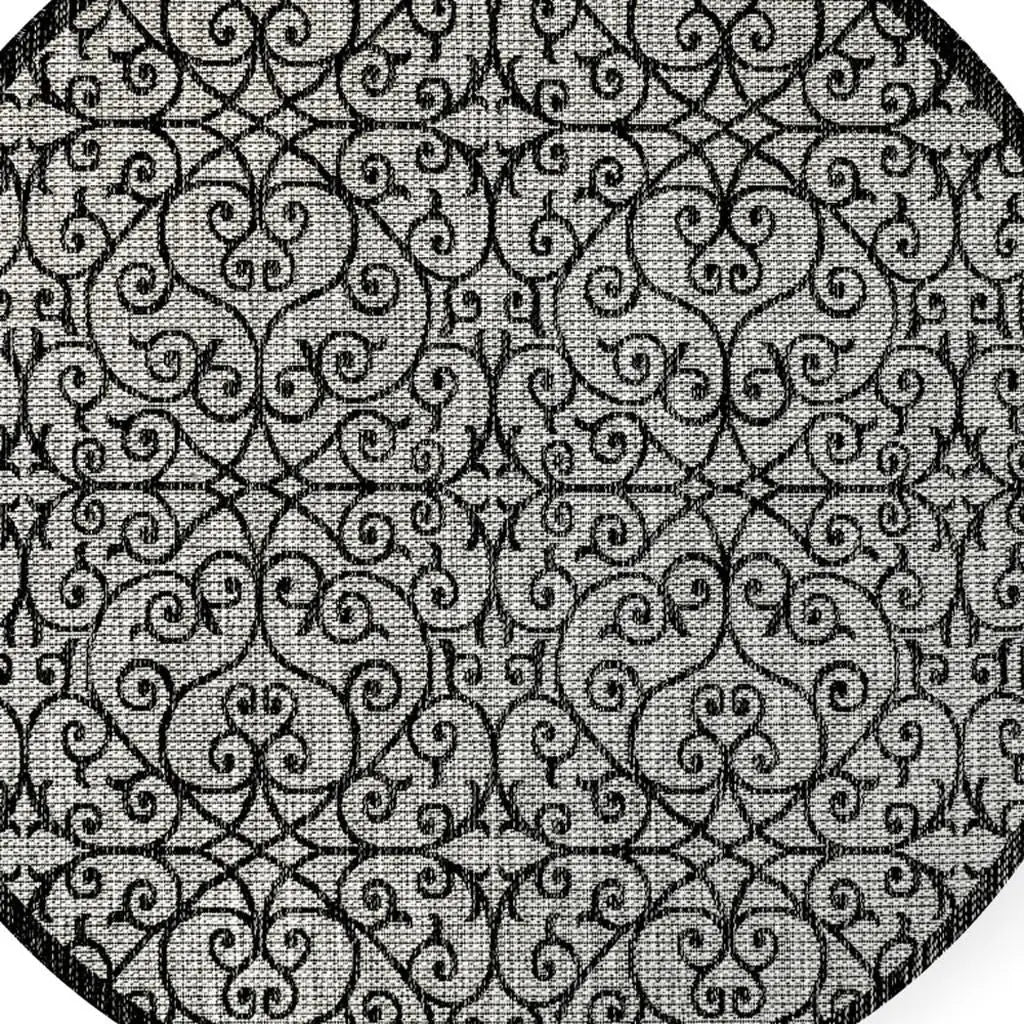 9' Light Gray And Black Round Geometric Indoor Outdoor Area Rug Homeroots Outdoor