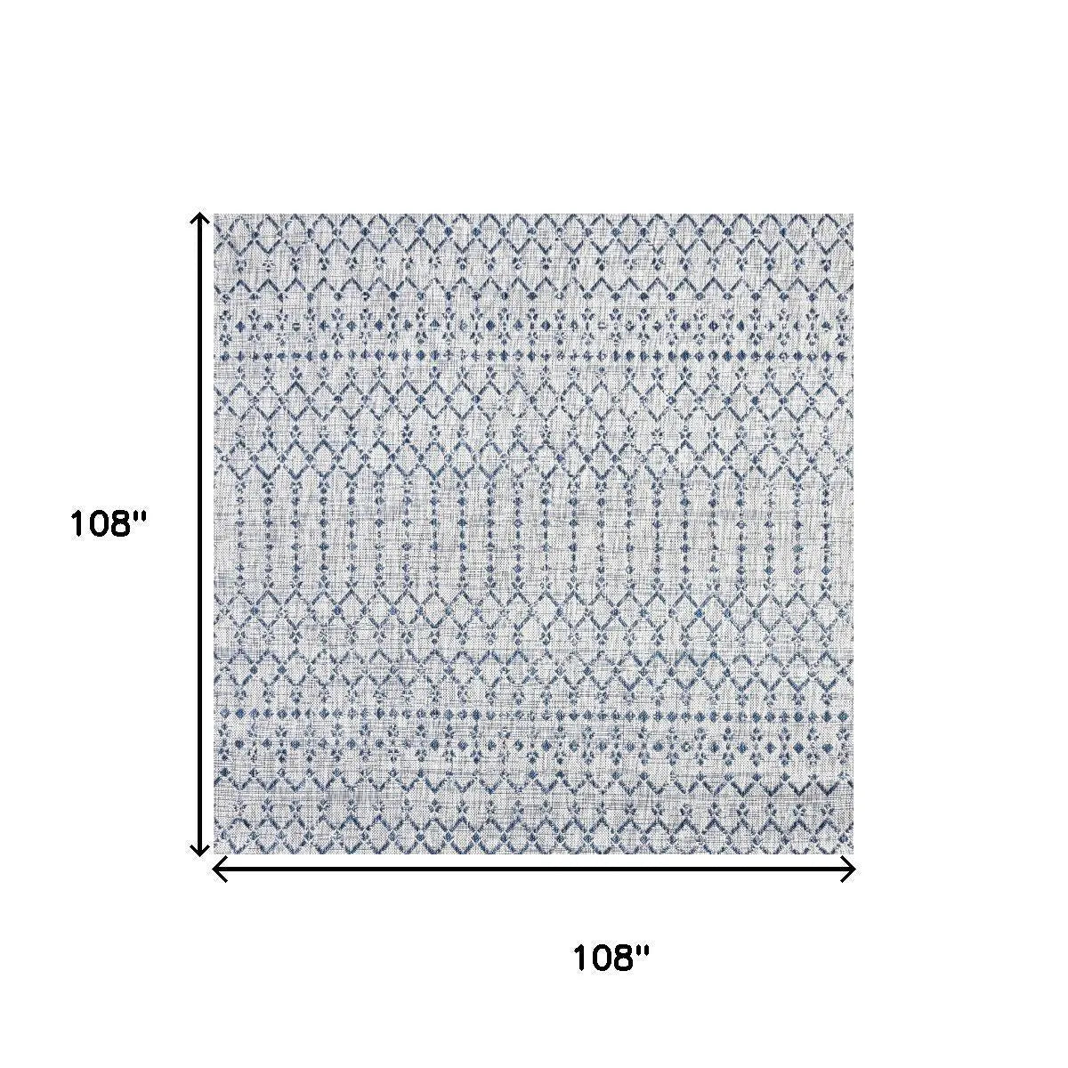 9' Light Gray And Navy Blue Square Trellis Indoor Outdoor Area Rug Homeroots Outdoor