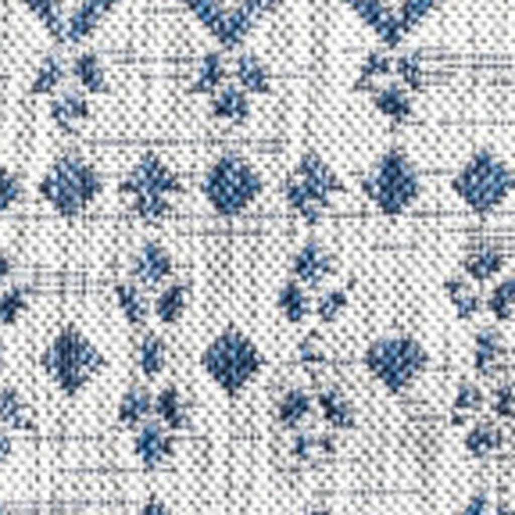 9' Light Gray And Navy Blue Square Trellis Indoor Outdoor Area Rug Homeroots Outdoor