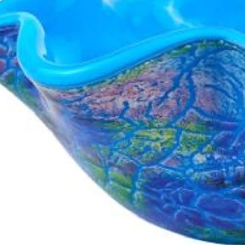 9" Modern Blue And Green Glass Centerpiece Bowl Homeroots Kitchen & Dining