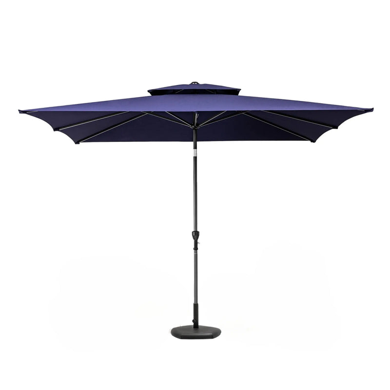 9' Navy Blue Polyester Rectangular Tilt Market Patio Umbrella Homeroots Outdoor