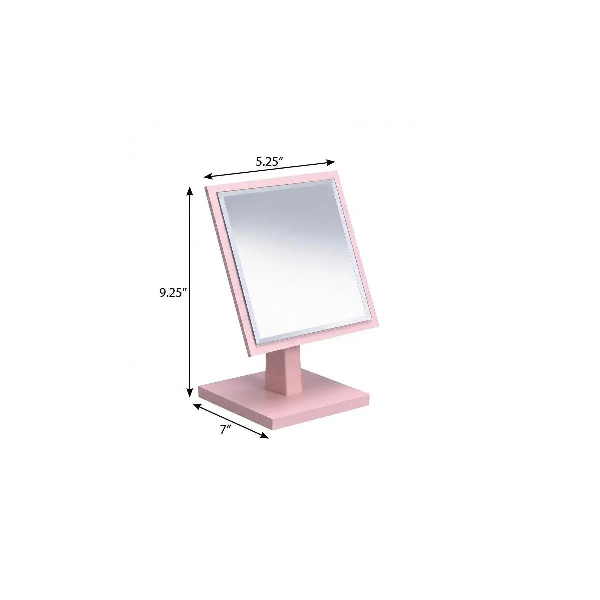9" Pink Wood Square Freestanding Framed Makeup Shaving Tabletop Mirror Homeroots Bed & Bath