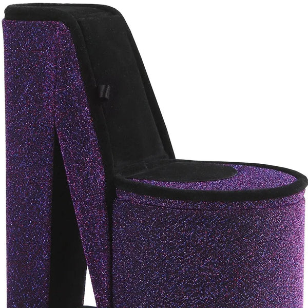9" Purple And Black Glitter Velvet High Heel Jewelry Box Homeroots Organization