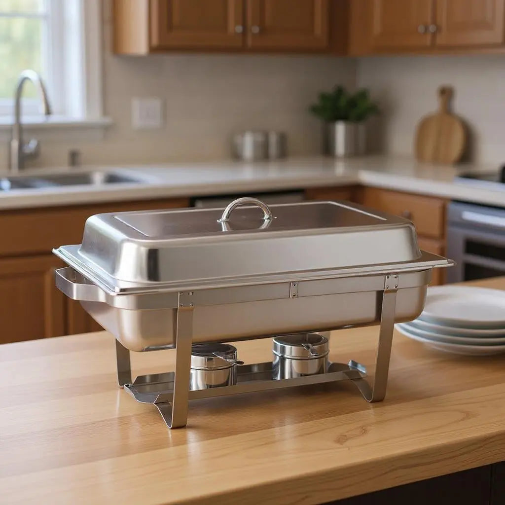 9" Silver Stainless Steel Chafing Dish With Stand Homeroots Kitchen & Dining