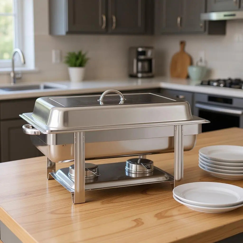 9" Silver Stainless Steel Chafing Dish With Stand Homeroots Kitchen & Dining