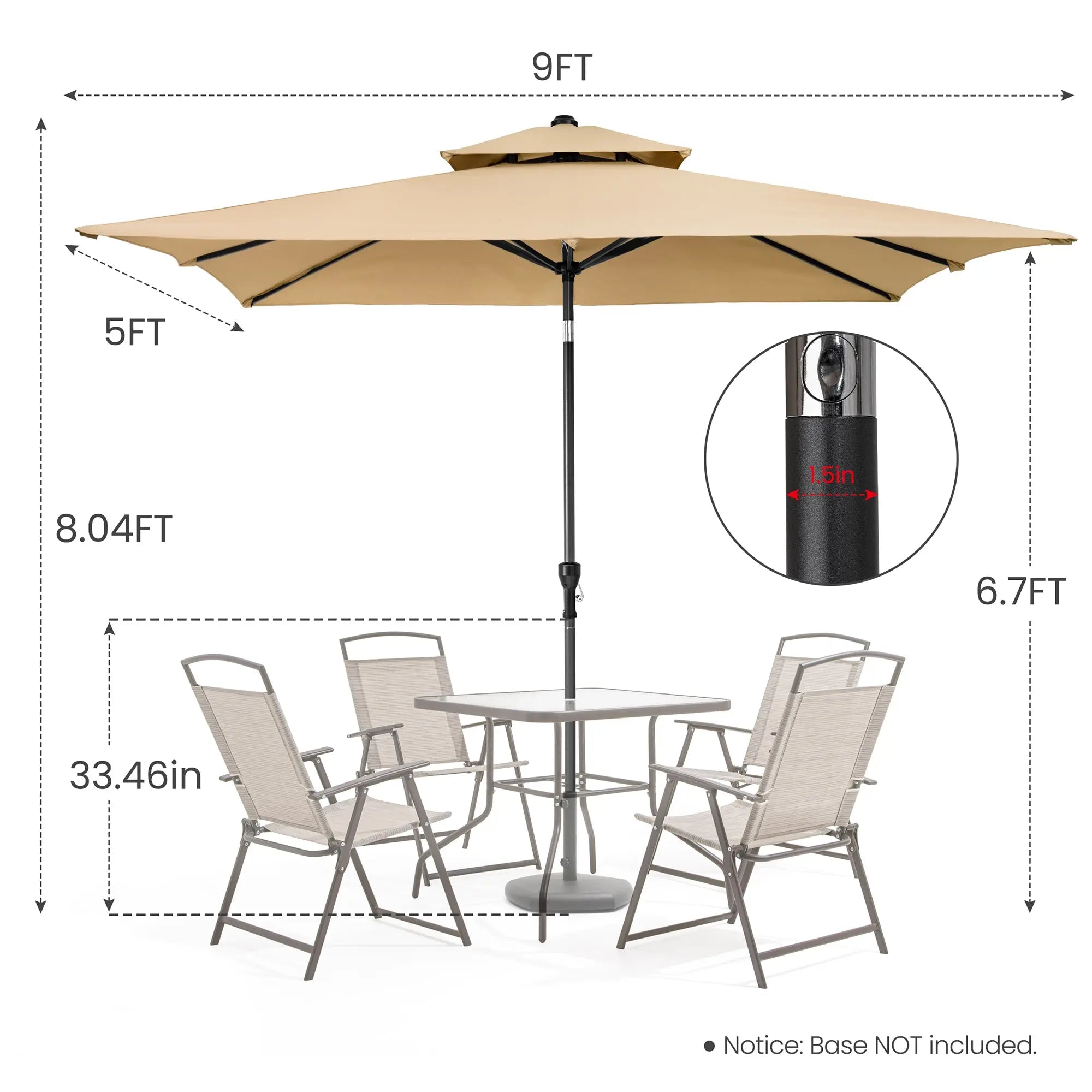 9' Tan Polyester Rectangular Tilt Market Patio Umbrella Homeroots Outdoor