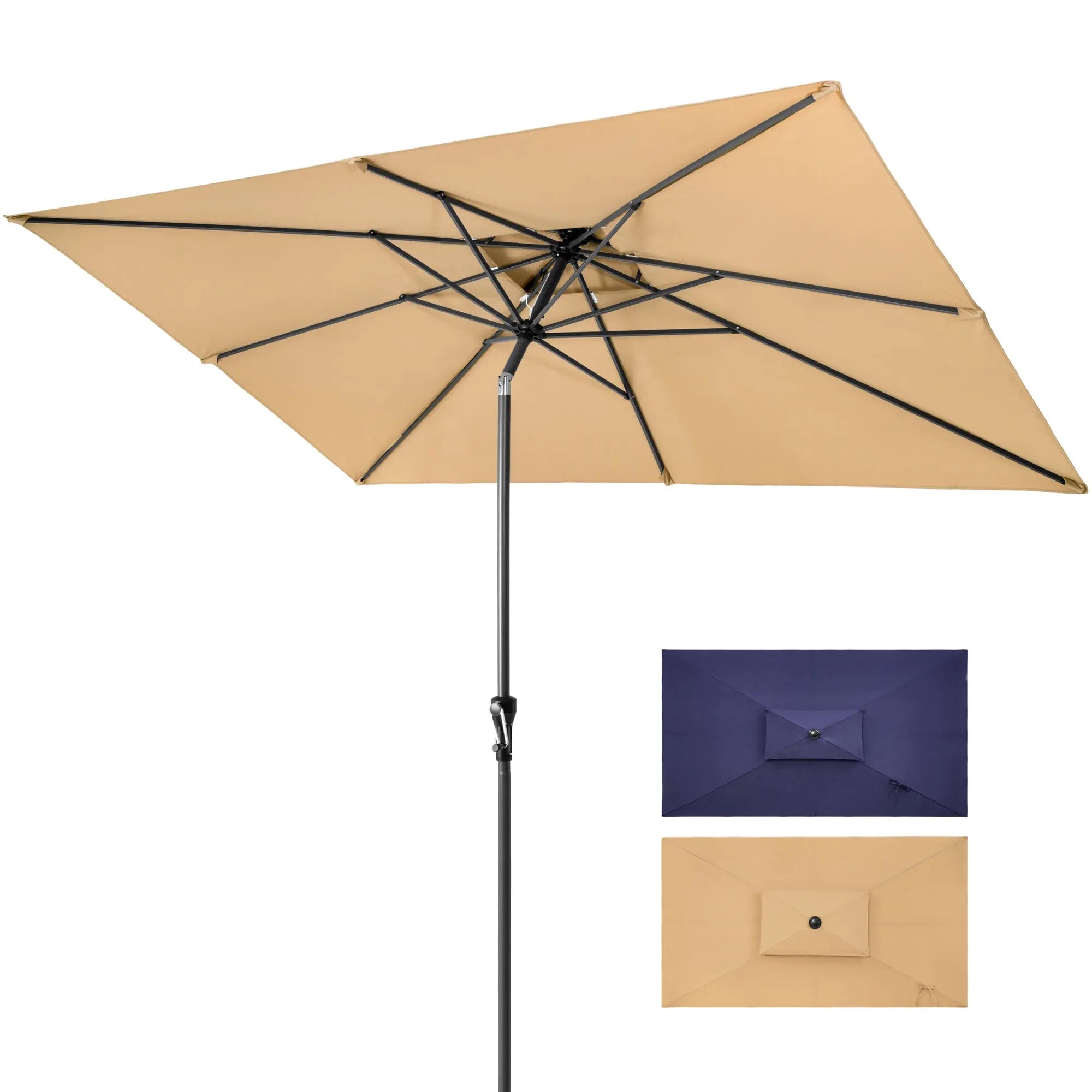 9' Tan Polyester Rectangular Tilt Market Patio Umbrella Homeroots Outdoor