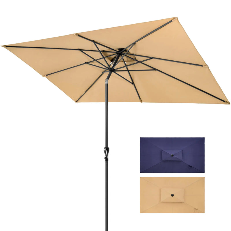 9' Tan Polyester Rectangular Tilt Market Patio Umbrella Homeroots Outdoor