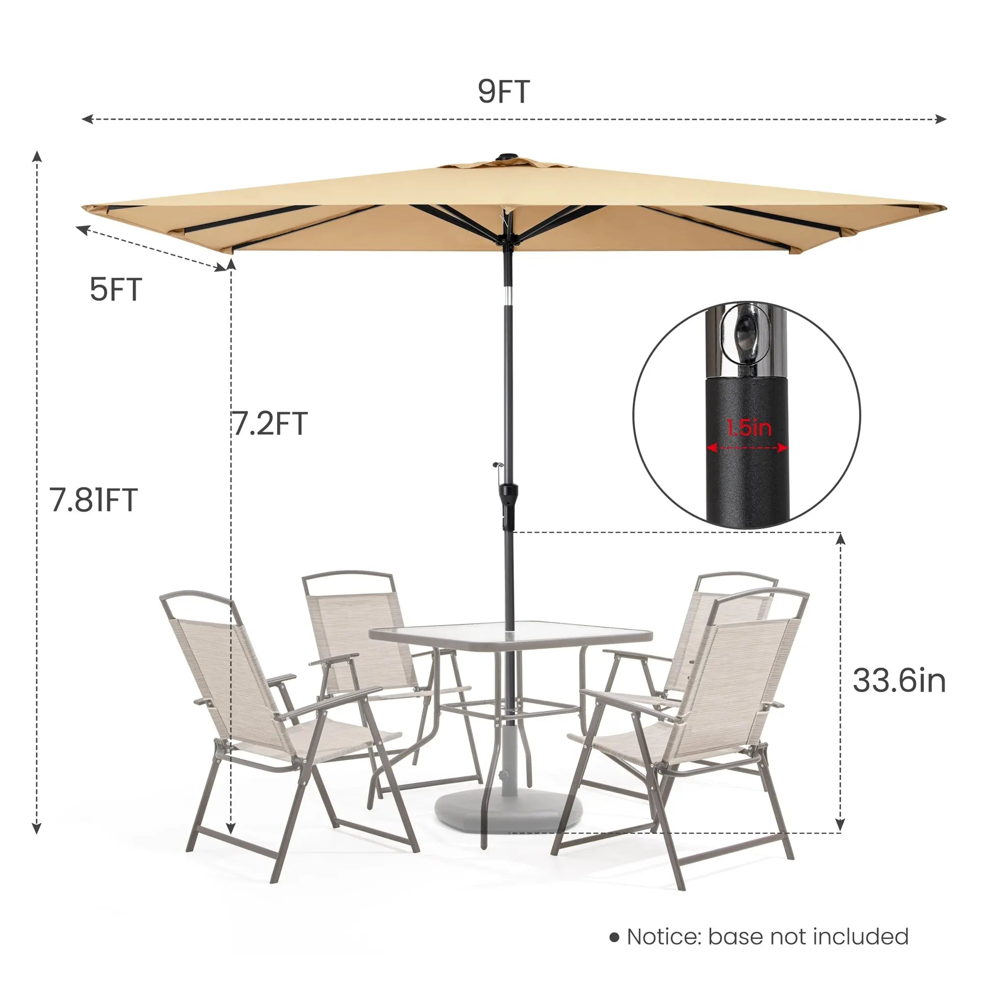 9' Tan Polyester Rectangular Tilt Market Patio Umbrella Homeroots Outdoor