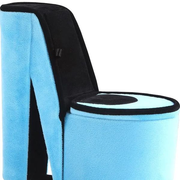 9" Turquoise And Black Velvet High Heel Jewelry Box Homeroots Organization
