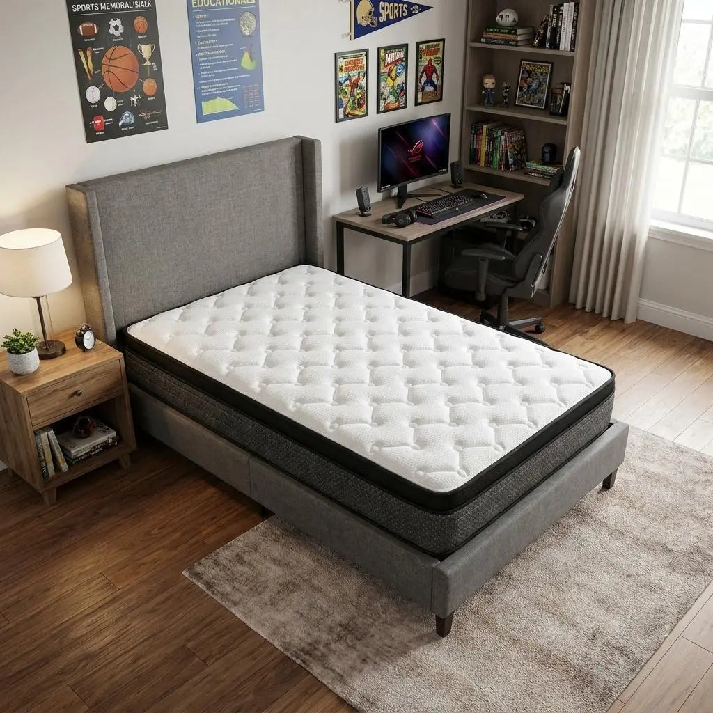9" Twin Foam Medium Euro Top Foam Mattress Homeroots Bed & Bath