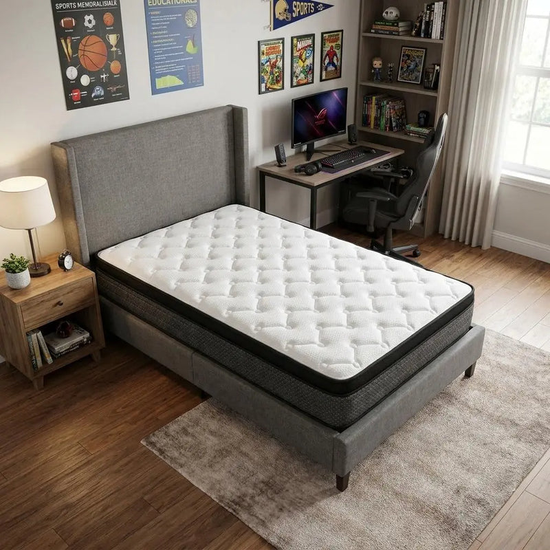 9" Twin Foam Medium Euro Top Foam Mattress Homeroots Bed & Bath
