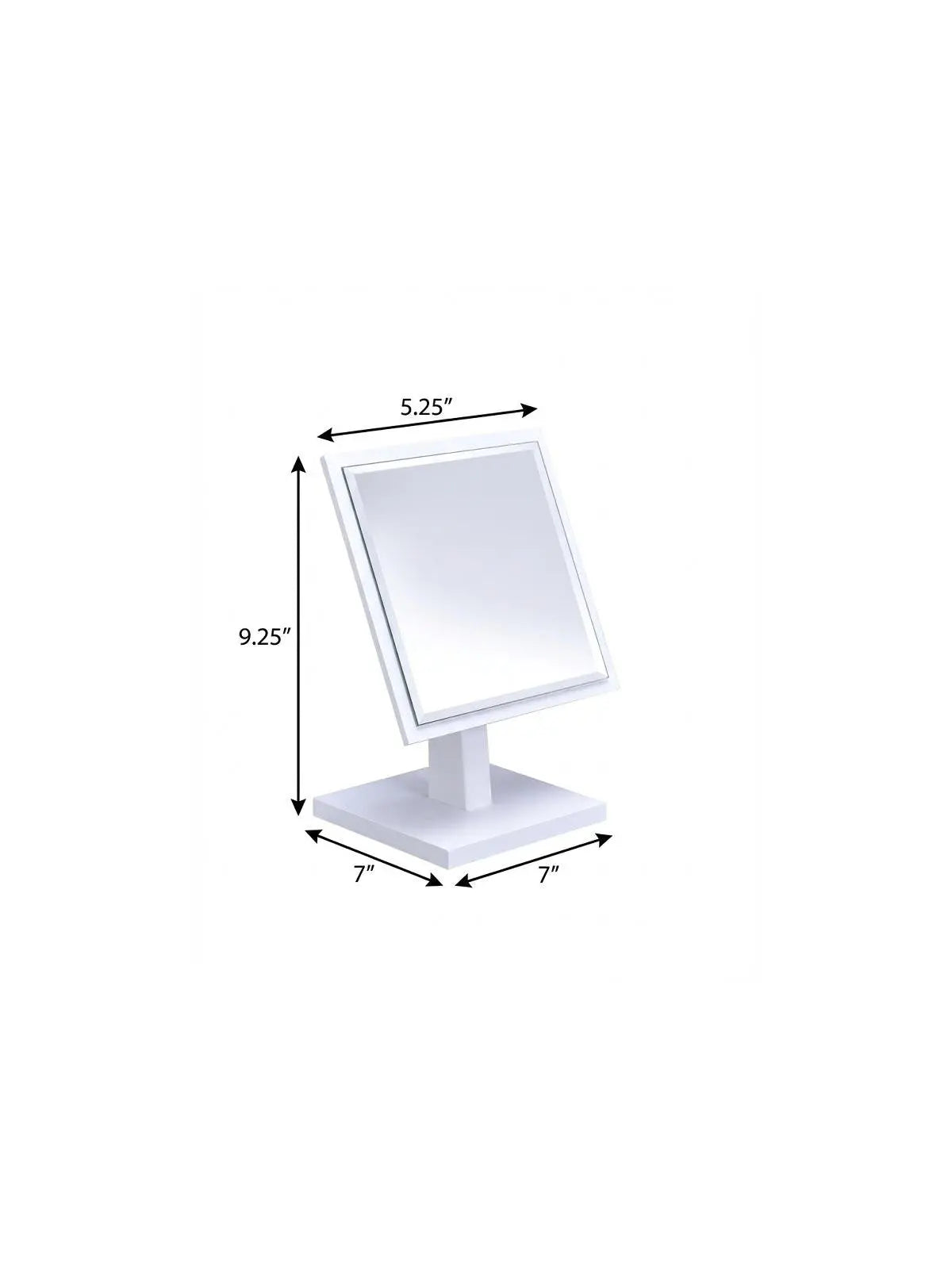 9" White Wood Square Freestanding Framed Makeup Shaving Tabletop Mirror Homeroots Bed & Bath