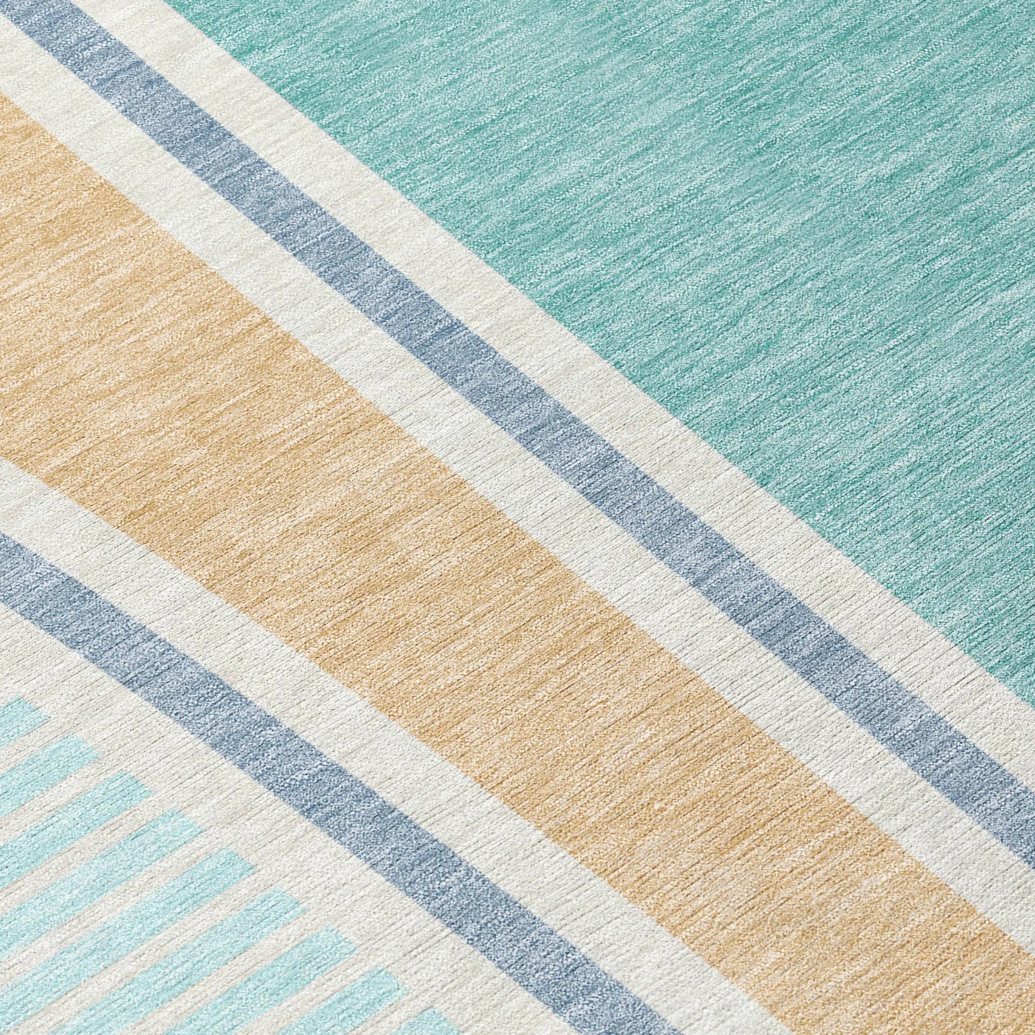 9' X 12' Aqua And Copper Geometric Washable Indoor Outdoor Area Rug Homeroots Outdoor