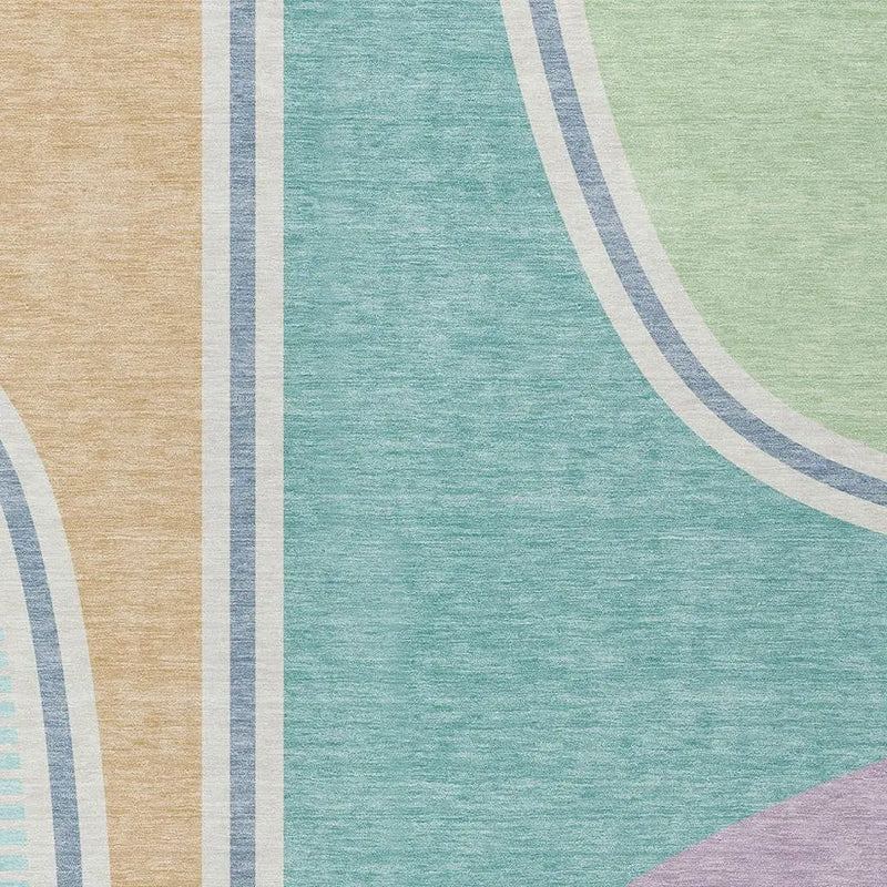 9' X 12' Aqua And Copper Geometric Washable Indoor Outdoor Area Rug Homeroots Outdoor