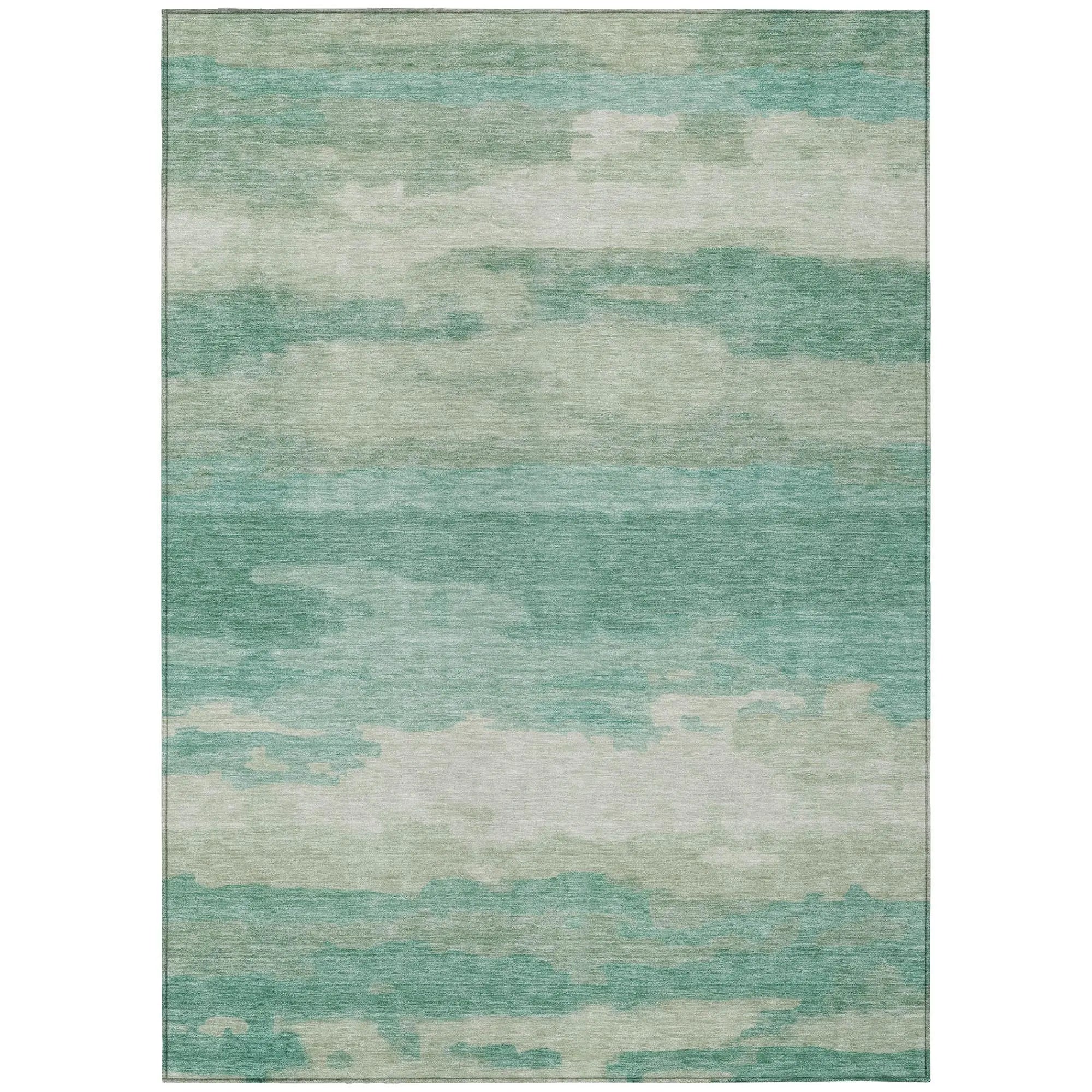 9' X 12' Aqua And Teal Blue Abstract Washable Indoor Outdoor Area Rug Homeroots Outdoor