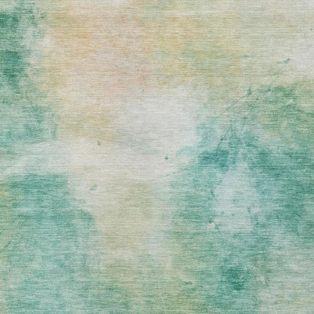 9' X 12' Aqua And Teal Blue Abstract Washable Indoor Outdoor Area Rug Homeroots Outdoor