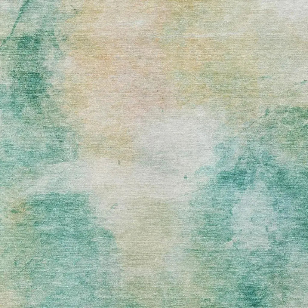 9' X 12' Aqua And Teal Blue Abstract Washable Indoor Outdoor Area Rug Homeroots Outdoor