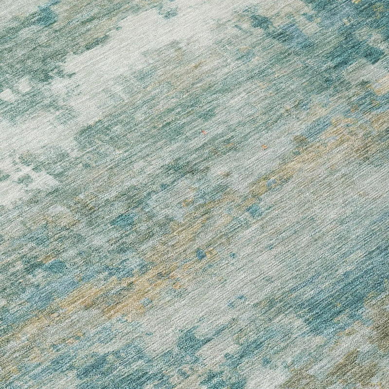 9' X 12' Aqua And Teal Blue Abstract Washable Indoor Outdoor Area Rug Homeroots Outdoor