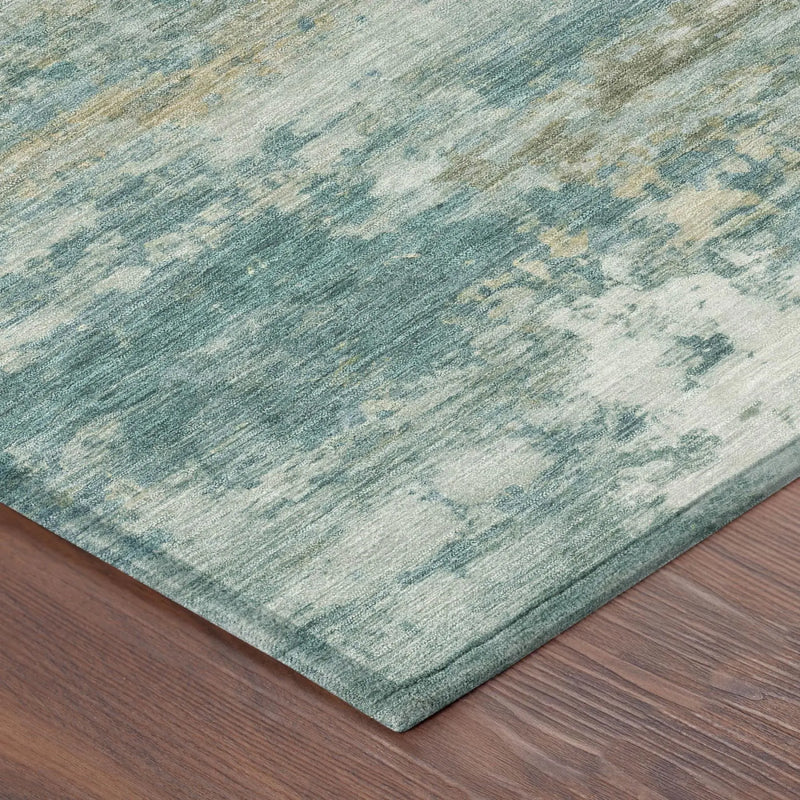 9' X 12' Aqua And Teal Blue Abstract Washable Indoor Outdoor Area Rug Homeroots Outdoor